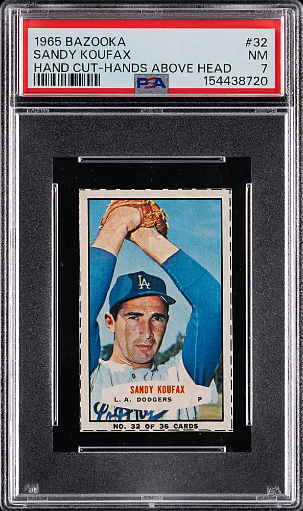 1965 Bazooka #32 Sandy Koufax Hand Cut - Hands Above Head PSA NM 7
