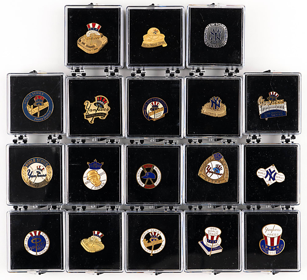 Incredible 1950-2003 New York Yankees World Series Press Pin Collection (19)