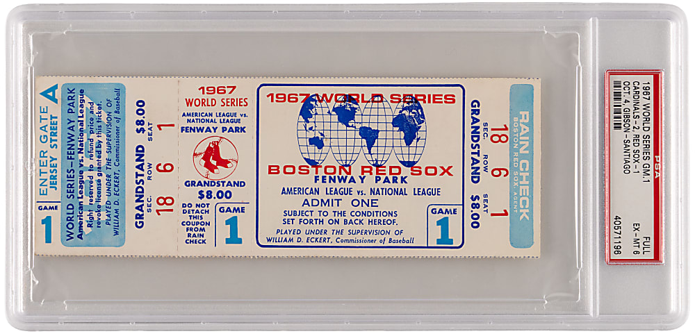 1967 St. Louis Cardinals vs. Boston Red Sox World Series Game 1 Full Ticket PSA EX-MT 6