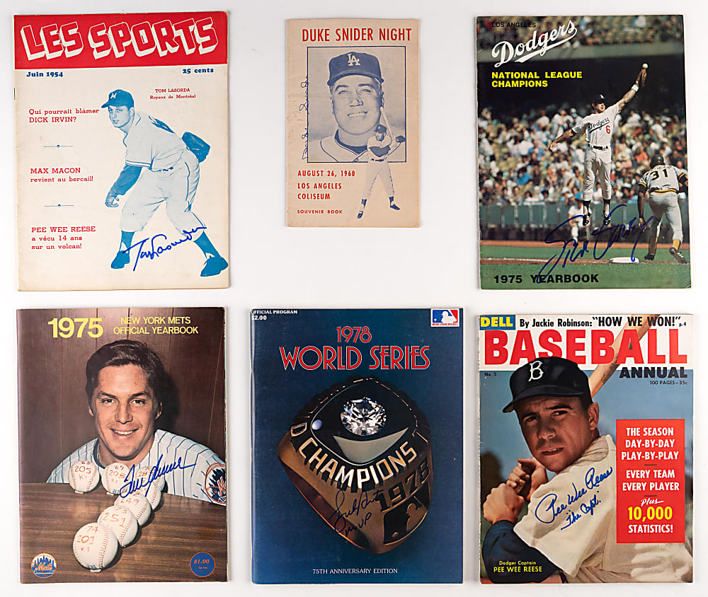 1940s-1990s Signed Baseball Hall of Fame/Star Publications (24) with Willie Mays & Duke Snider
