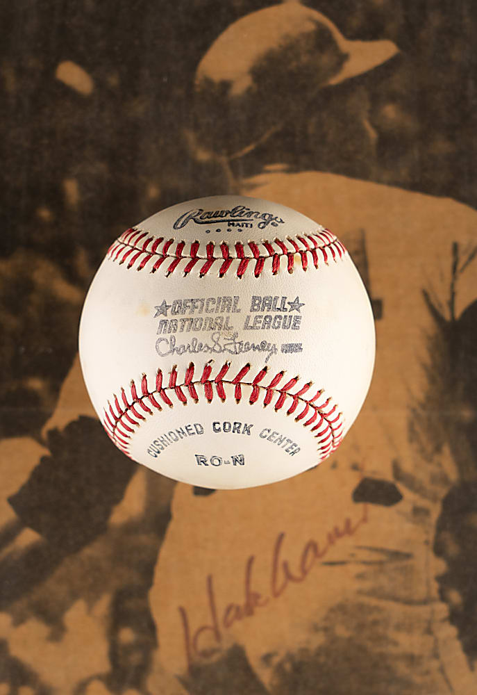 1970s Hank Aaron Collection (5) with (2) Signed Items & 5-Foot-Tall Standup