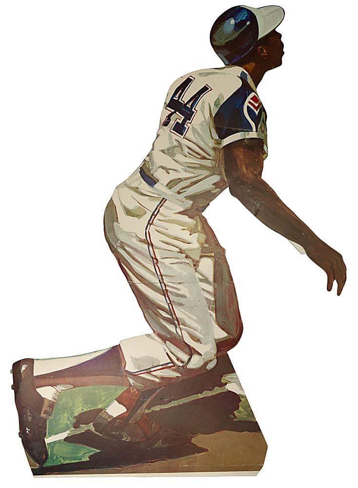 1970s Hank Aaron Collection (5) with (2) Signed Items & 5-Foot-Tall Standup