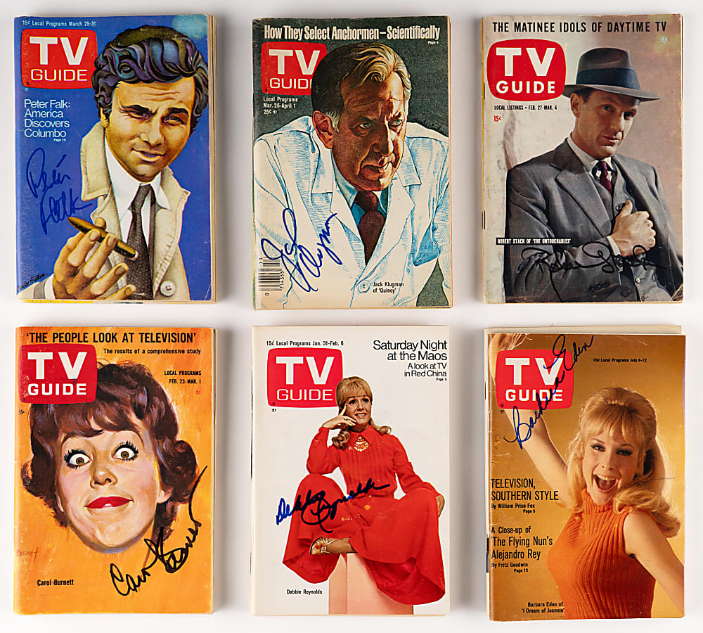 1950s-1980s Signed TV Guide Collection (34) Including Several Al Hirschfeld Covers