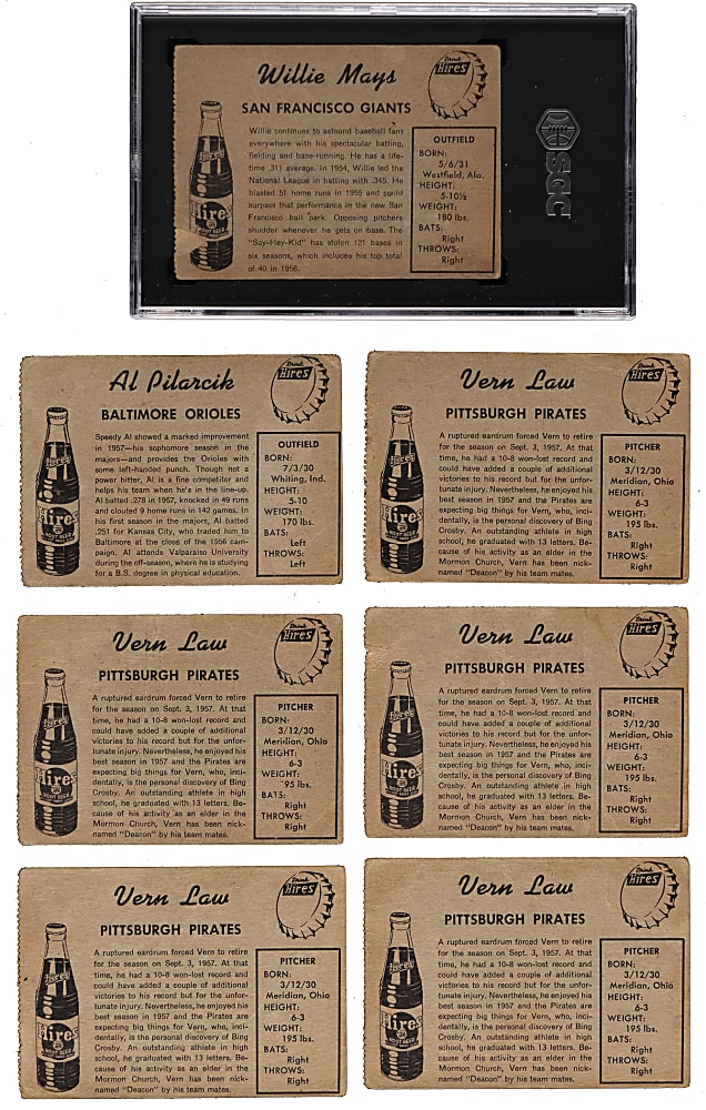 1958 Hires Root Beer Test Issue Group (7) with SGC POOR 1 Willie Mays