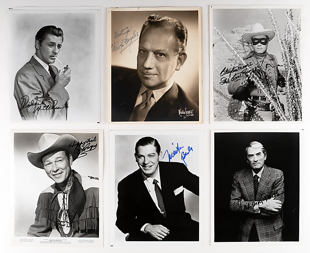 Signed Actor Black & White Photo Collection (35) with Burns, Douglas, Knotts & Winkler