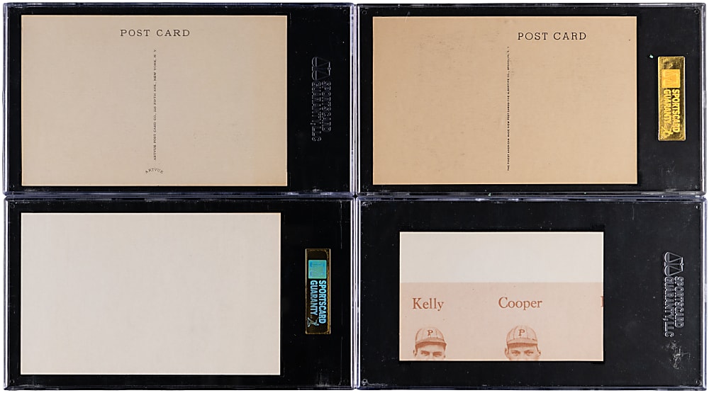 1944-1977 Lou Gehrig Oversized SGC Graded Cards (4) with (2) Hall of Fame Postcards