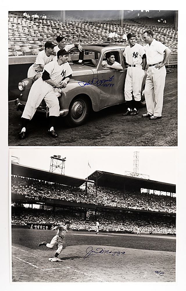 New York Yankees Hall of Famer Signed Photographs (9) with (2) Joe DiMaggio