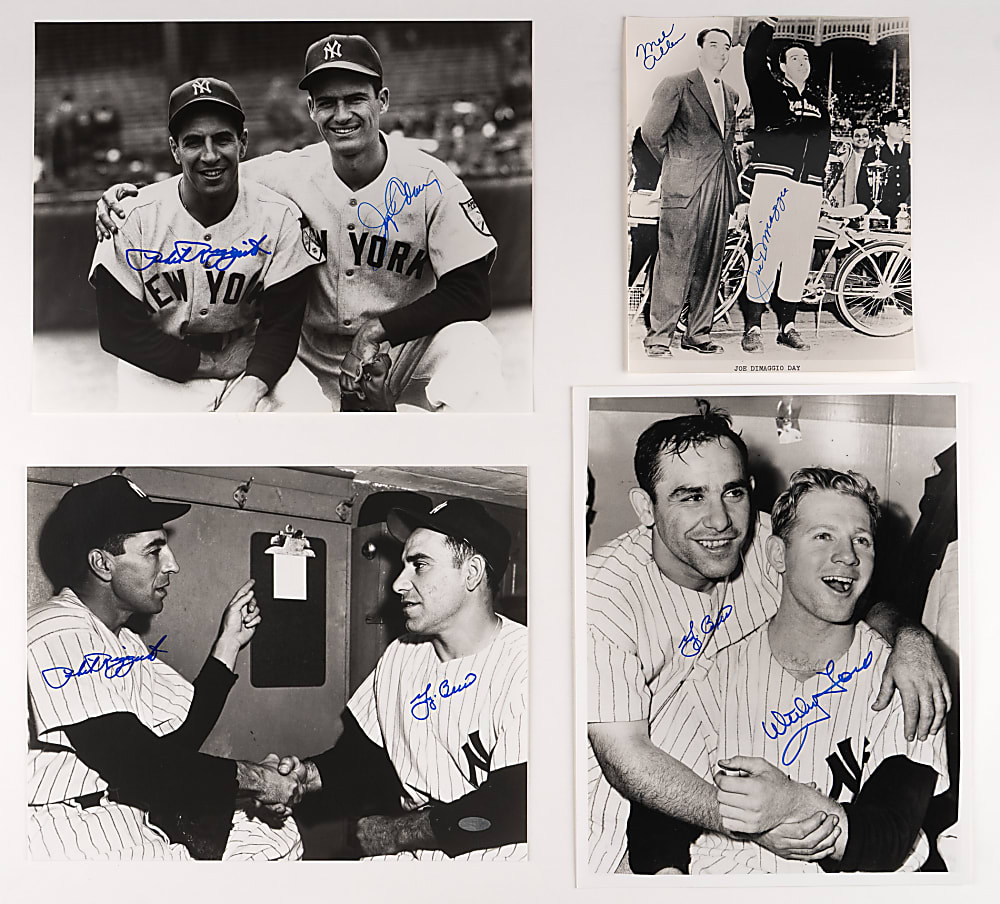 New York Yankees Dual-Signed Photos Group (5) with DiMaggio/Allen & (2) Ford/Berra