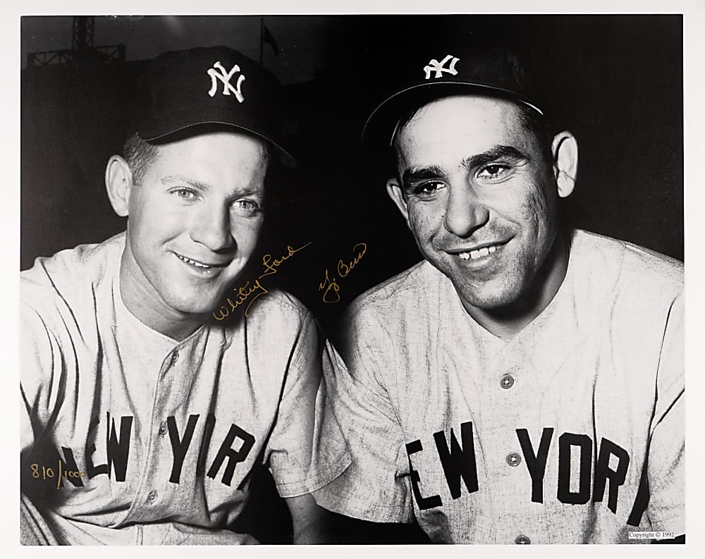 New York Yankees Dual-Signed Photos Group (5) with DiMaggio/Allen & (2) Ford/Berra