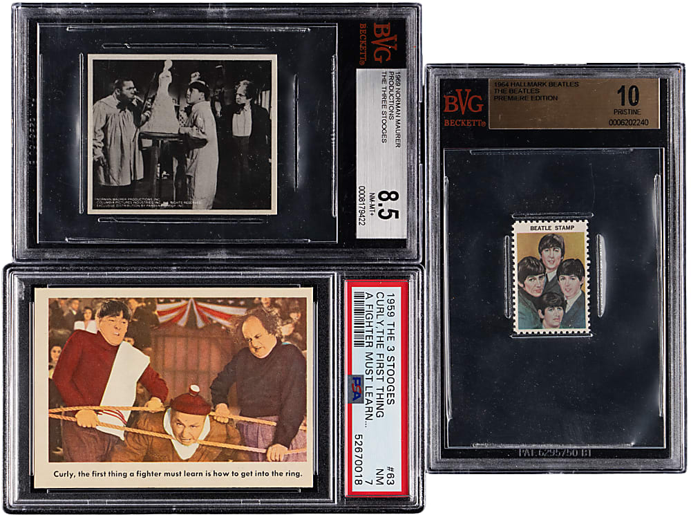 1959-1969 Non-Sport Graded Card Trio with (2) The Three Stooges & BVG PRISTINE 10