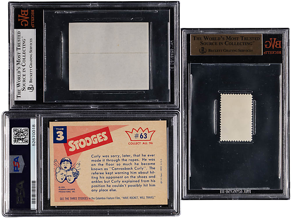 1959-1969 Non-Sport Graded Card Trio with (2) The Three Stooges & BVG PRISTINE 10