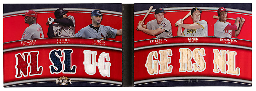2010 Topps Triple Threads #18 Six-Piece Game-Used Booklet with Killebrew, Pujols & F. Robinson