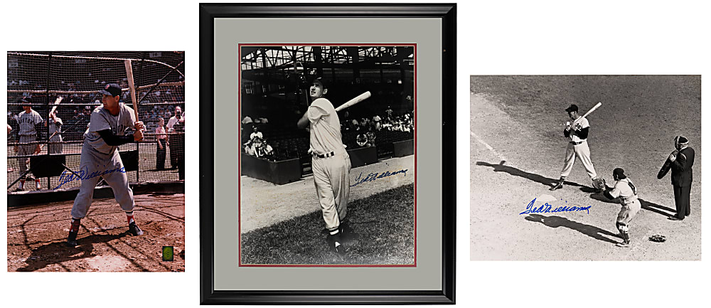 Ted Williams Signed Oversized Photographs (3) with One Framed