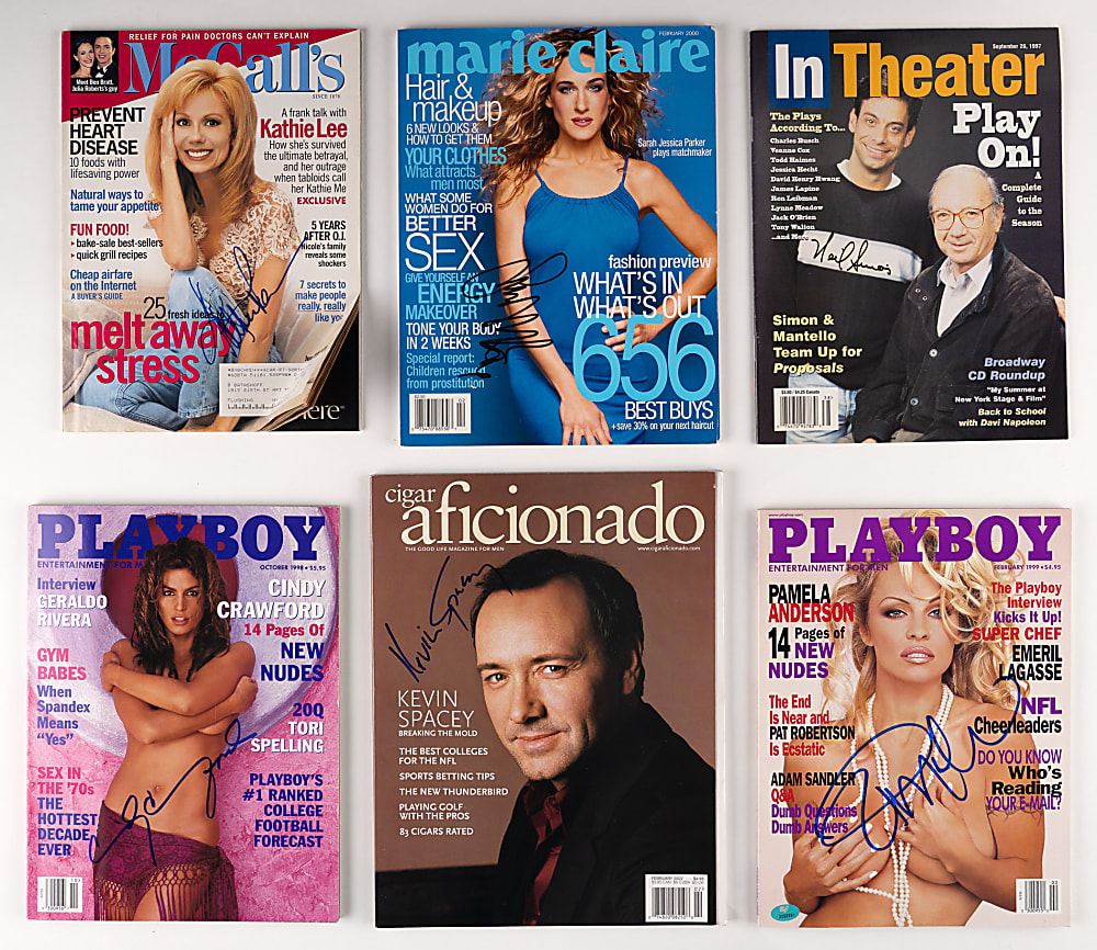 Actors/Entertainers Signed Magazines (40) with (47) Signatures including Denzel Washington & Ben Stiller, Sophia Loren
