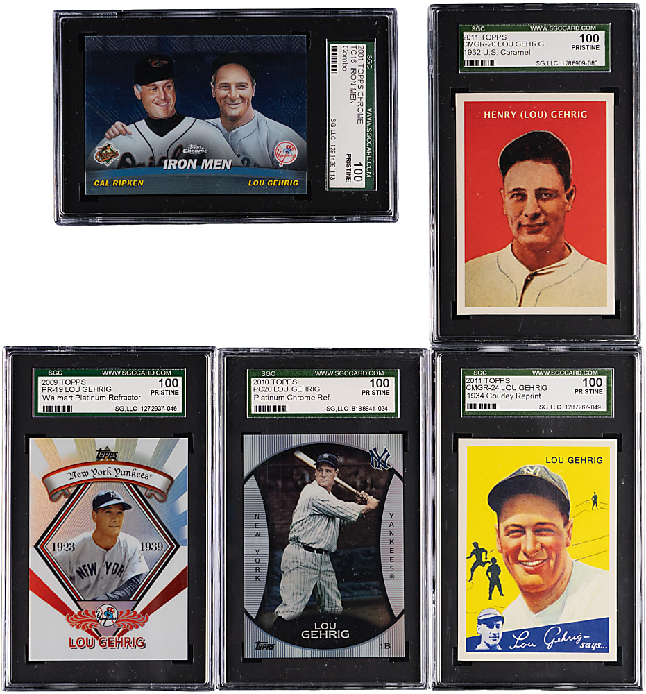 2001-2011 Lou Gehrig SGC PRISTINE 100 Graded Cards (5)
