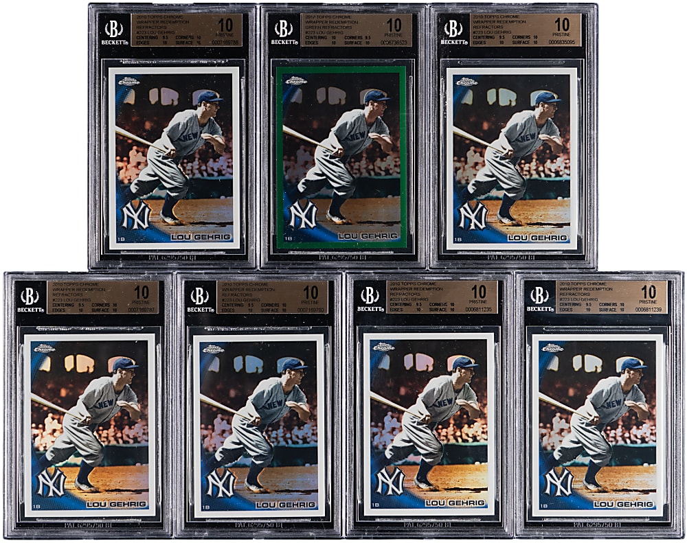 2010 Topps Chrome Wrapper Redemption #223 Lou Gehrig Refractors BGS PRISTINE 10 Graded (7) with Green Refractor