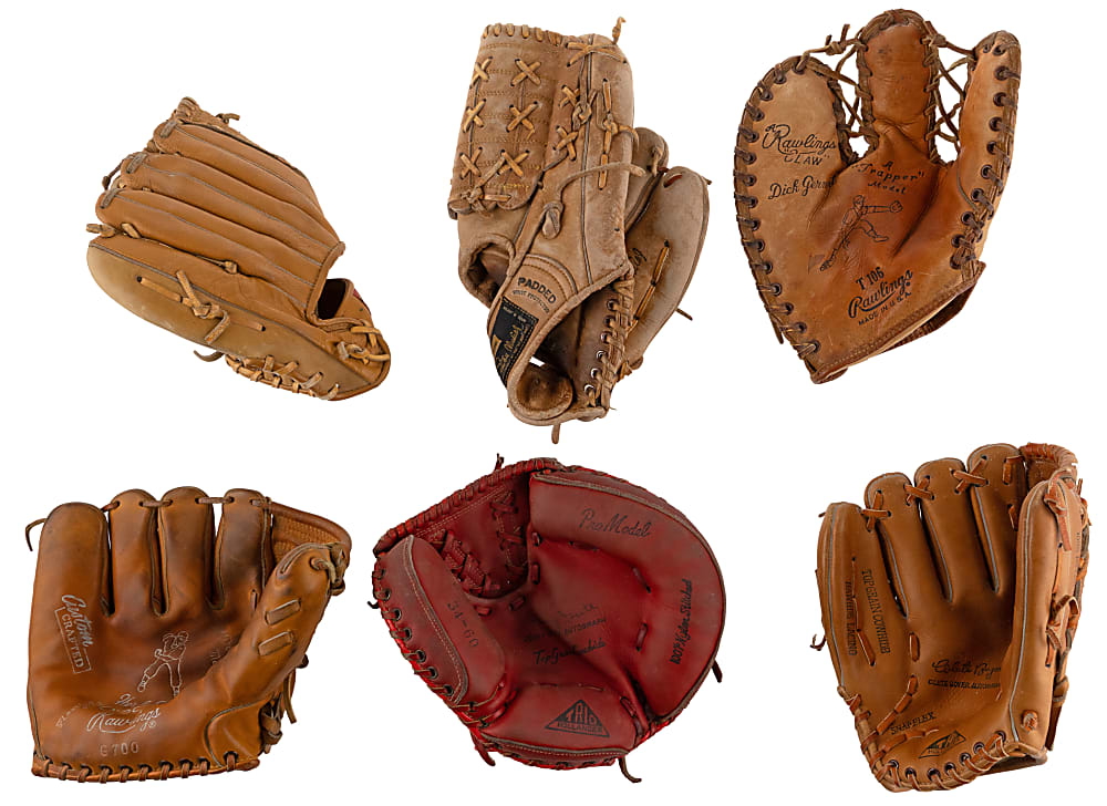 1950s-1970s Store Model Gloves (14) with (4) Hall of Famers