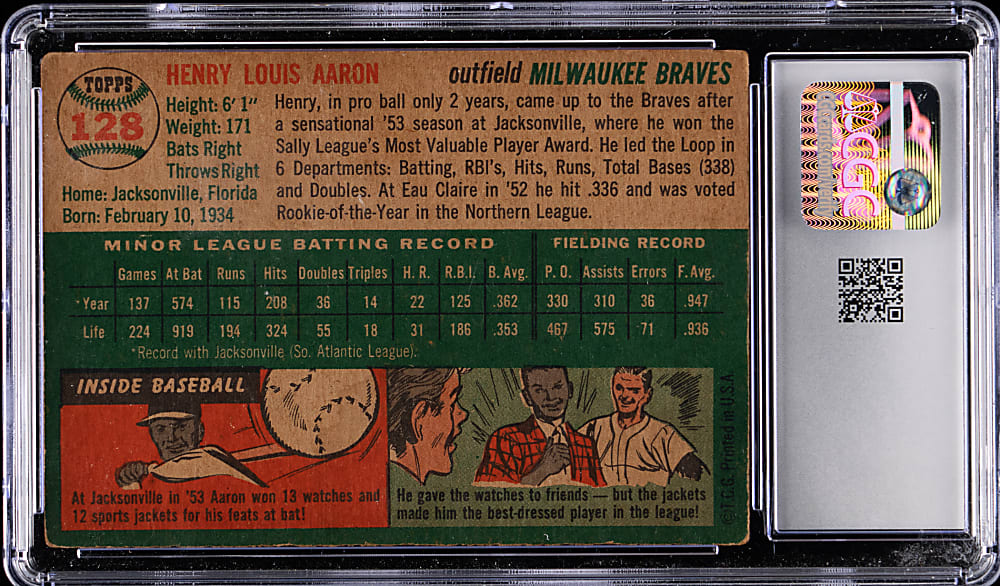 1954 Topps #128 Hank Aaron Rookie CGC VG/EX+ 4.5
