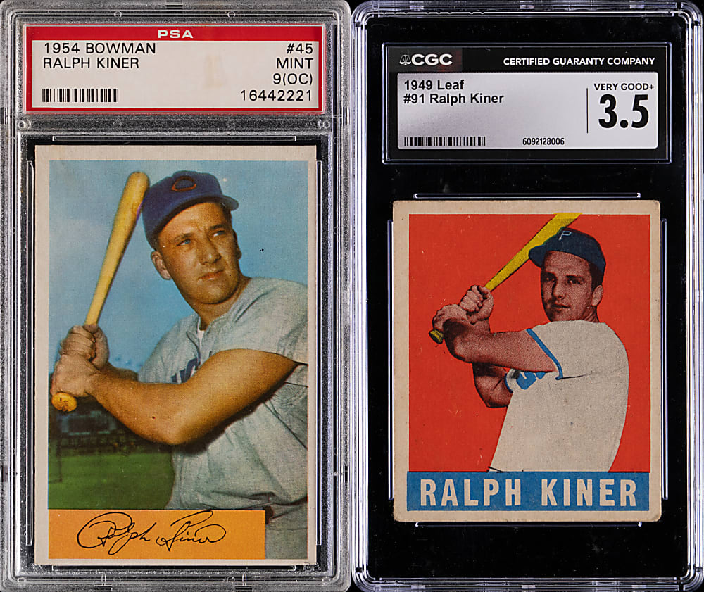 1949-1954 Leaf & Bowman Ralph Kiner Graded Pair with Rookie
