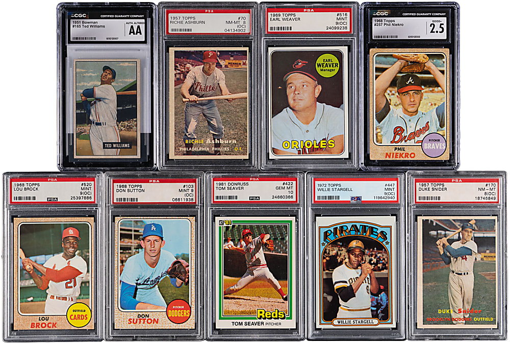 1951-1981 Hall of Fame Graded Collection (9) with 1951 Bowman #165 Ted Williams
