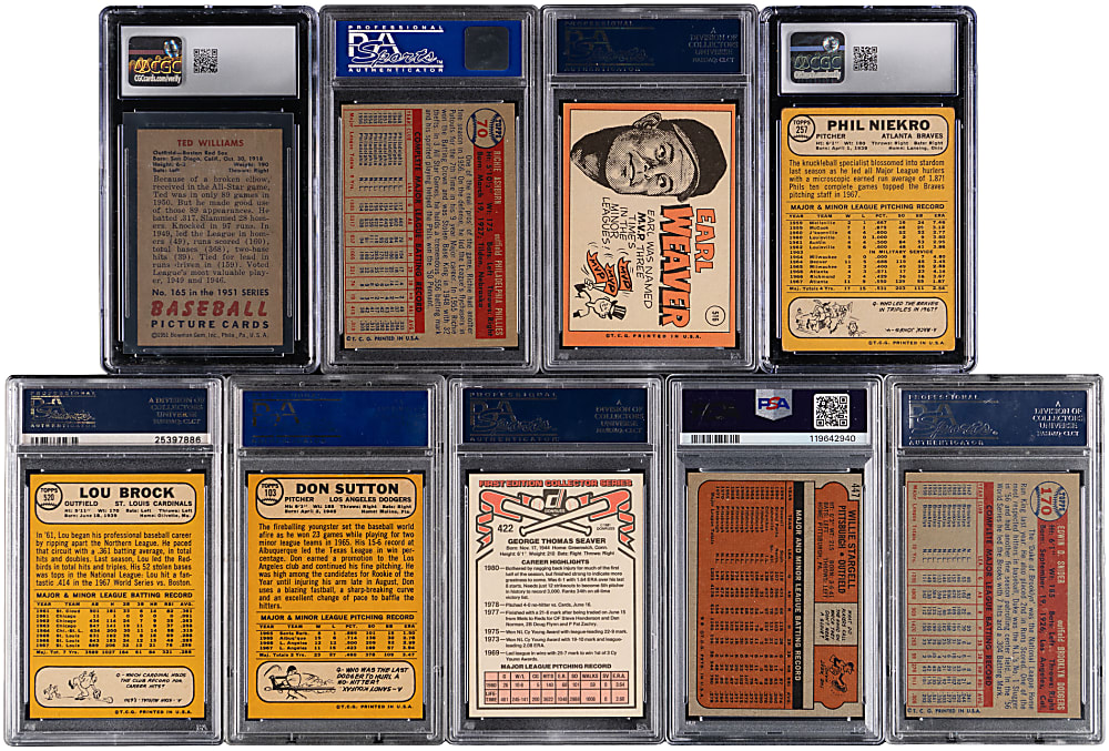 1951-1981 Hall of Fame Graded Collection (9) with 1951 Bowman #165 Ted Williams