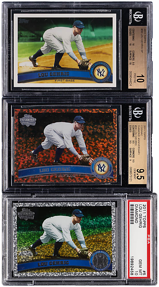2011 Topps #5 Lou Gehrig Shortprint Graded Variations (3) with BGS PRISTINE 10
