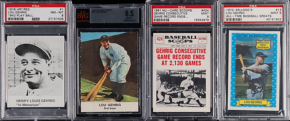 1934-1976 Lou Gehrig Graded Collection (14) Different