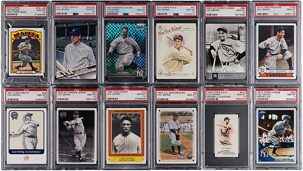 1985-2022 Lou Gehrig PSA GEM MINT 10 Graded Collection (24)