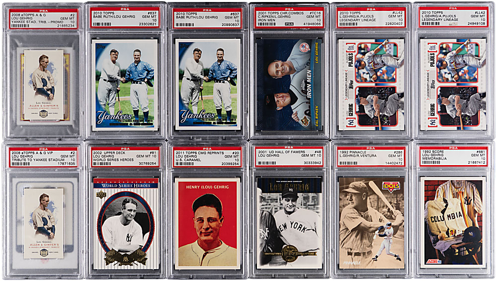 1985-2022 Lou Gehrig PSA GEM MINT 10 Graded Collection (24)