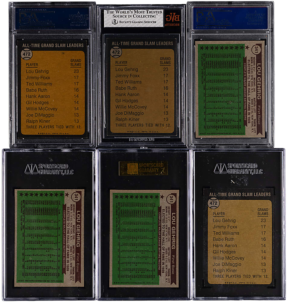 1973 & 1976 Topps Lou Gehrig All-Time Graded NM-MT 8 to MINT 9 Singles (6)