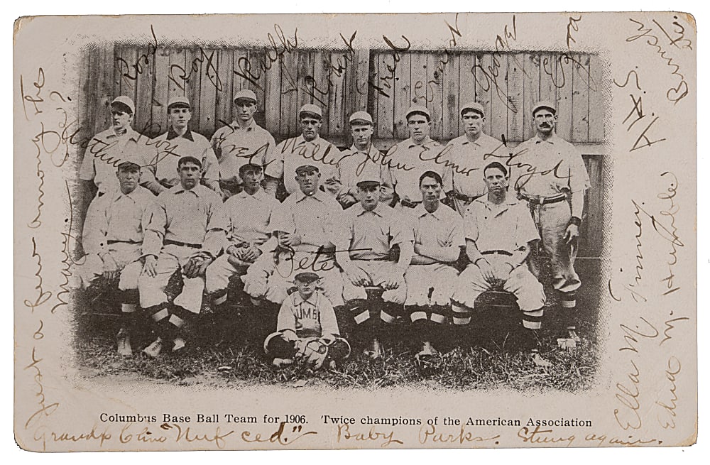 1906 American Association Champion Columbus Senators Team Photograph Postcard