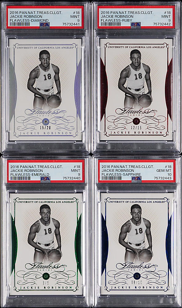2016 National Treasures Collegiate Flawless #18 Jackie Robinson PSA MINT 9 or GEM MINT 10 Complete Rainbow Set (4)