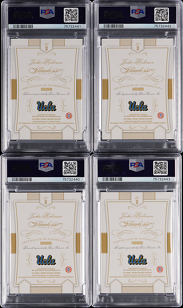 2016 National Treasures Collegiate Flawless #18 Jackie Robinson PSA MINT 9 or GEM MINT 10 Complete Rainbow Set (4)