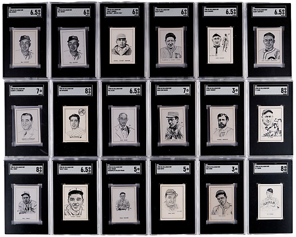 1950-1956 Callahan Hall of Fame SGC Graded Complete Master Set (91) - 6.55 GPA with SGC NM/MT 8 Ty Cobb, Joe DiMaggio & Cy Young