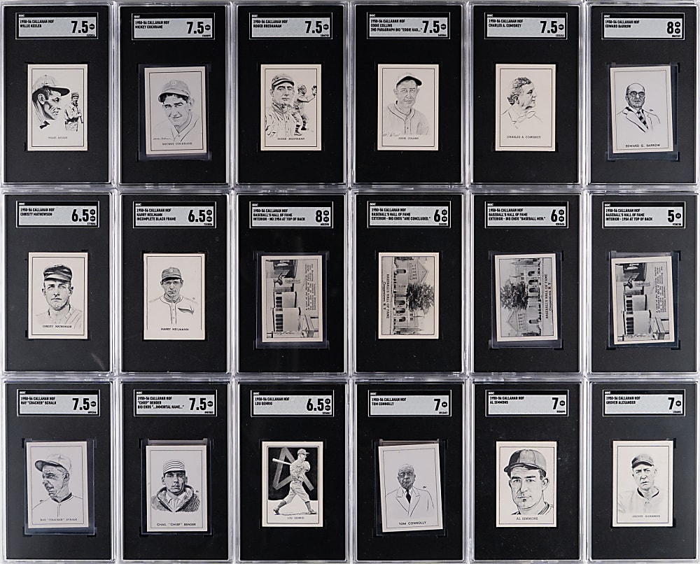 1950-1956 Callahan Hall of Fame SGC Graded Complete Master Set (91) - 6.55 GPA with SGC NM/MT 8 Ty Cobb, Joe DiMaggio & Cy Young