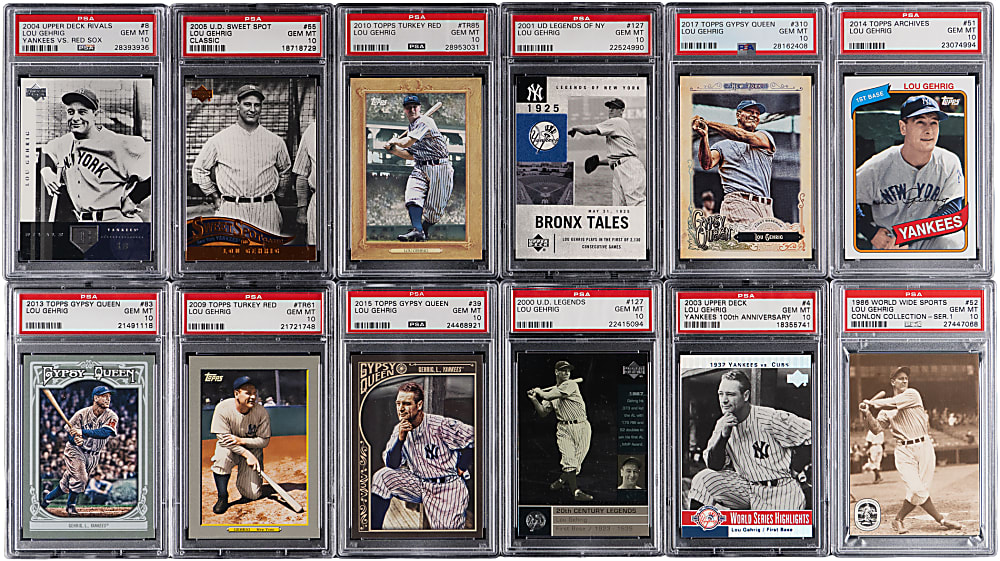 1986-2020 Lou Gehrig PSA GEM MINT 10 Graded Collection (27) - All Population 8 or Lesser