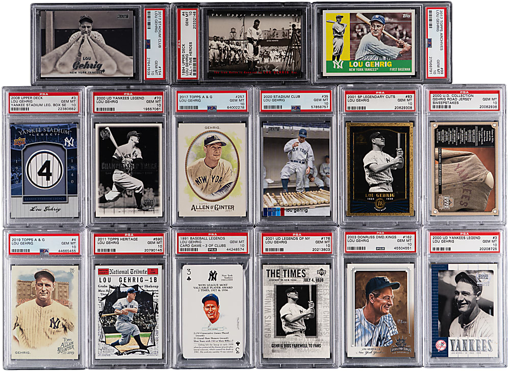 1986-2020 Lou Gehrig PSA GEM MINT 10 Graded Collection (27) - All Population 8 or Lesser
