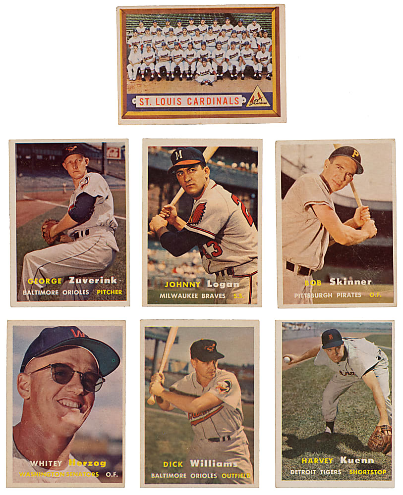 1957 Topps Collection (80) Different with (9) PSA Graded EX-MT 6 to NM-MT 8 Including Key Team Cards