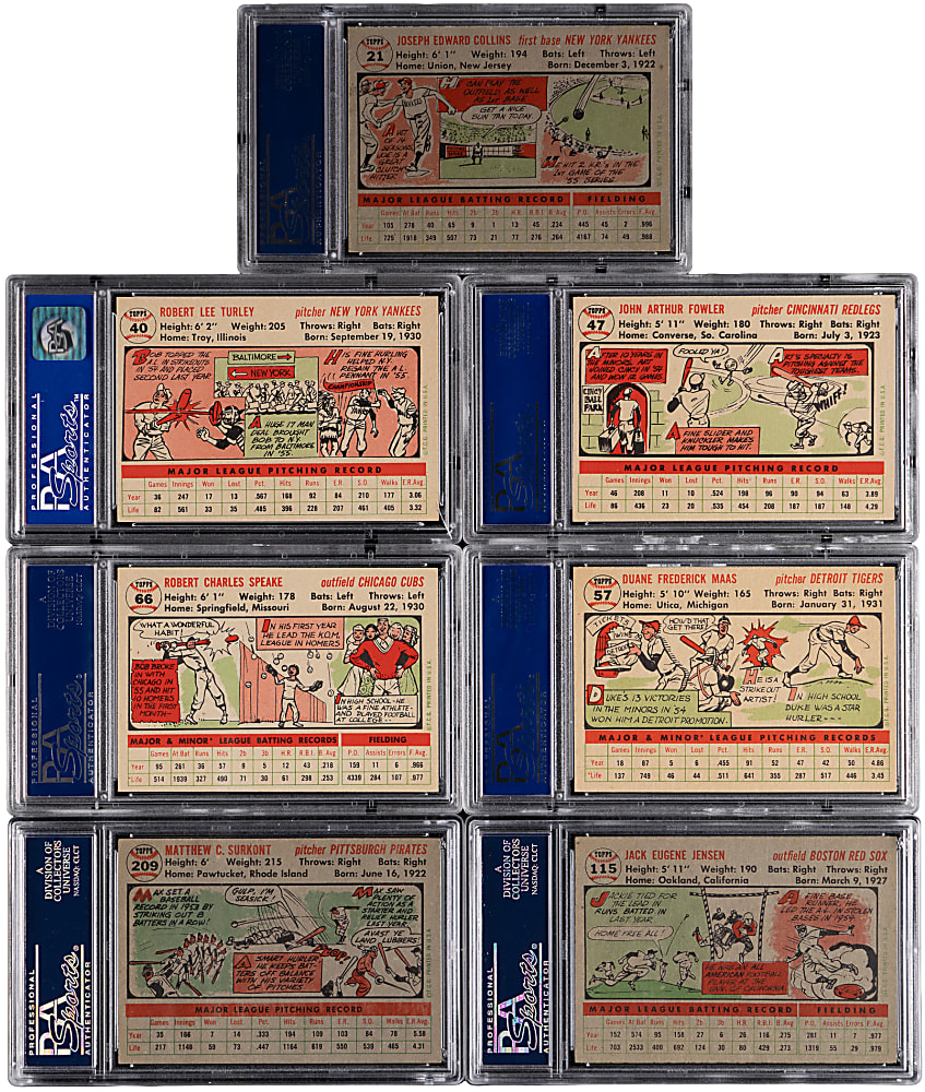 1956 Topps PSA NM-MT 8 to NM-MT+ 8.5 Collection (7) with Bob Turley & Jackie Jensen