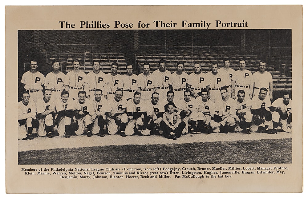 1941 Philadelphia Phillies Team Photo Scorecard