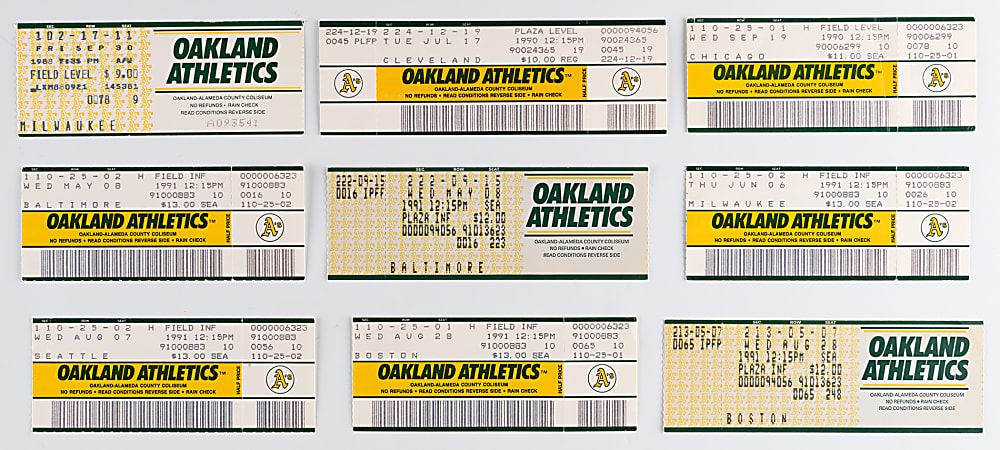 1988-1997 Mark McGwire Career Home Run Ticket Collection (22)