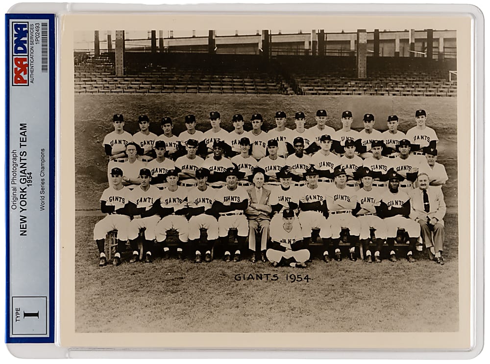 1954 New York Giants World Champions PSA Type I Team Photograph & (8) Willie Mays Type I/Period Photos - (9) Total Pieces