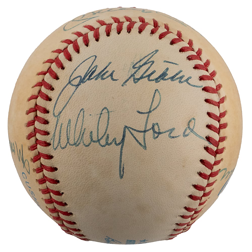 New York Yankees Multi-Signed OAL/Brown Baseball with (7) Including Mickey Mantle & Whitey Ford