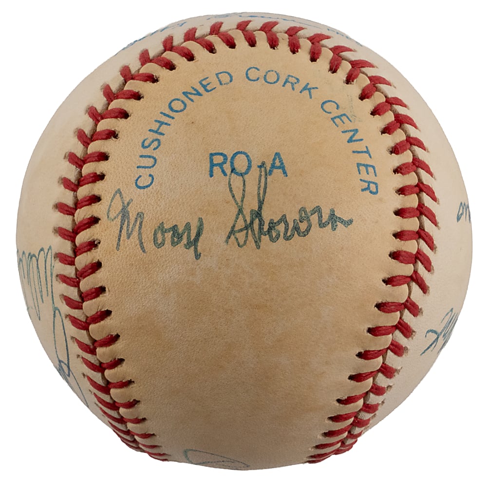 New York Yankees Multi-Signed OAL/Brown Baseball with (7) Including Mickey Mantle & Whitey Ford