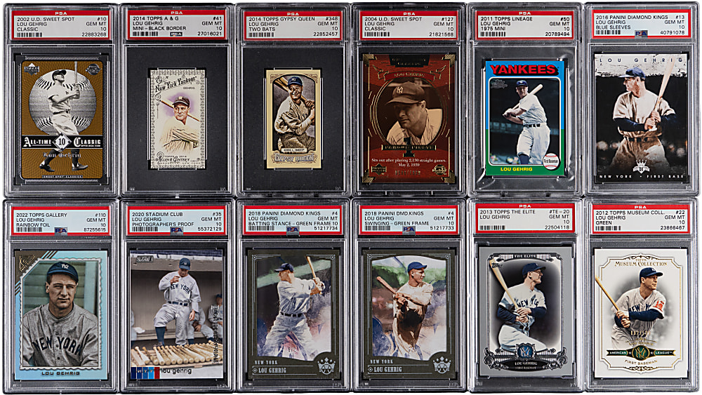 1991-2022 Lou Gehrig PSA GEM MINT 10 Collection (22) - All Population 1