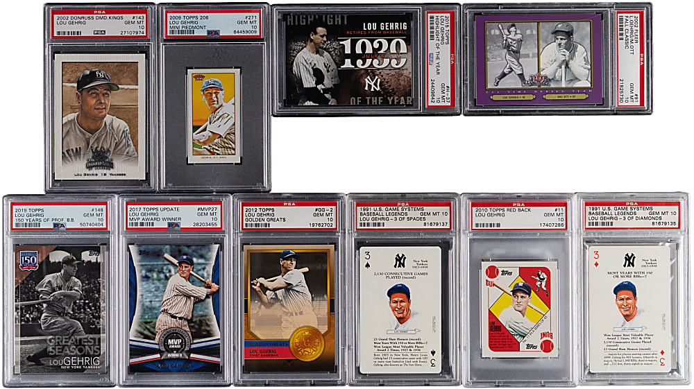 1991-2022 Lou Gehrig PSA GEM MINT 10 Collection (22) - All Population 1