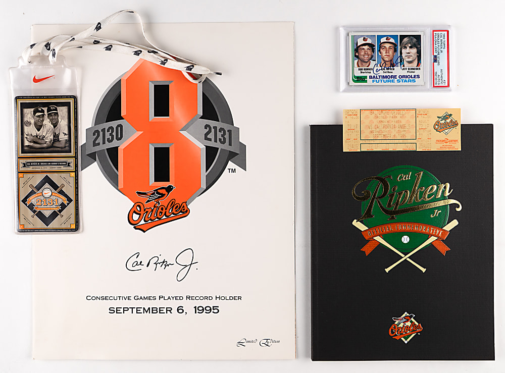 Cal Ripken Jr. Ephemera Collection (5) with Signed 1982 PSA Rookie Card