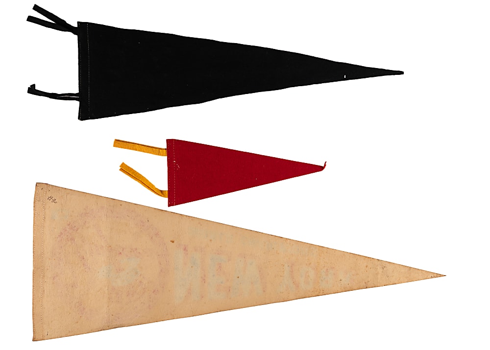 Vintage Pennant Trio with Homestead Grays Negro Leagues, New York Giants Polo Grounds & New York Yankees