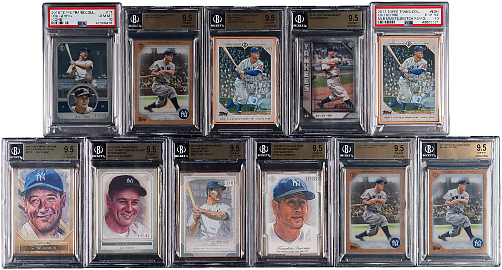 2017-2020 Topps Transcendent Lou Gehrig GEM MINT 10 Graded (11) Numbered Inserts