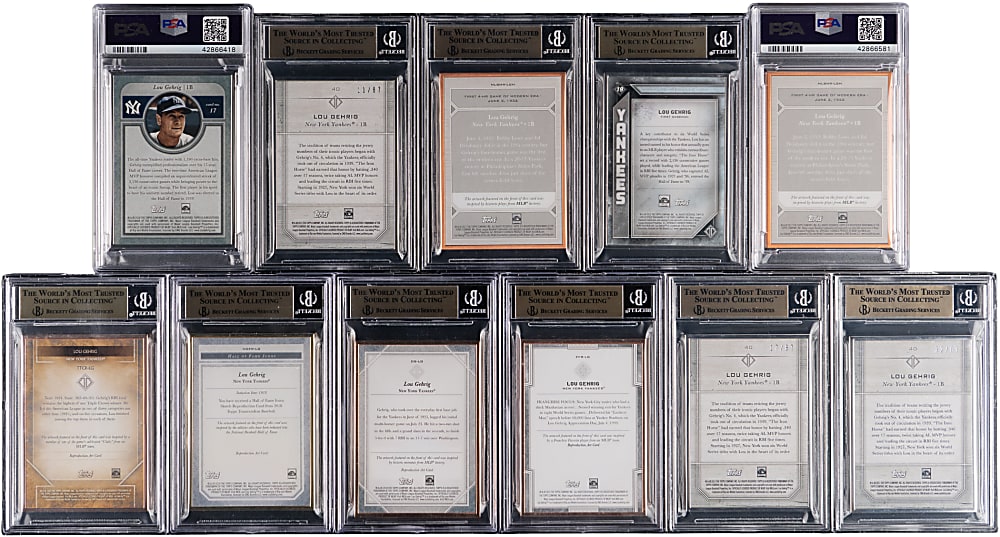 2017-2020 Topps Transcendent Lou Gehrig GEM MINT 10 Graded (11) Numbered Inserts